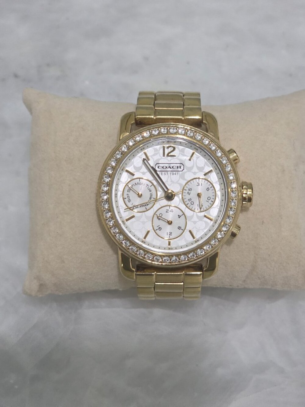 Authentic COACH White Dial Gold tone